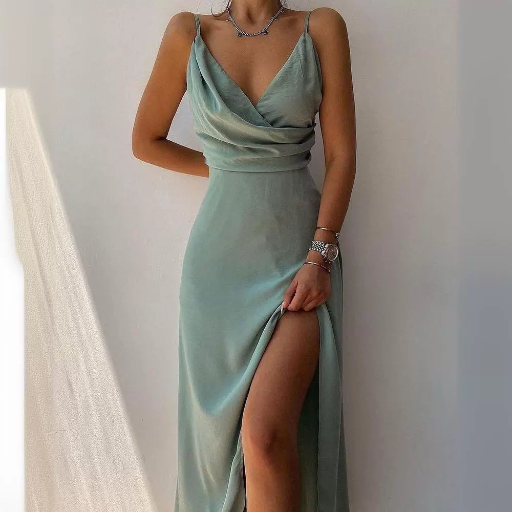 Damen Elegantes Maxikleid mit schickem Wickelausschnitt und verführerischem Schlitz Heidi-Mode