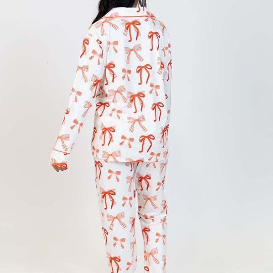 Damen Schlafanzug-Set mit hübschem Schleifenmuster Heidi-Mode