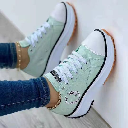 Damen Sportliche Canvas Sneakers im urbanen Design mit Gummisohle Heidi-Mode