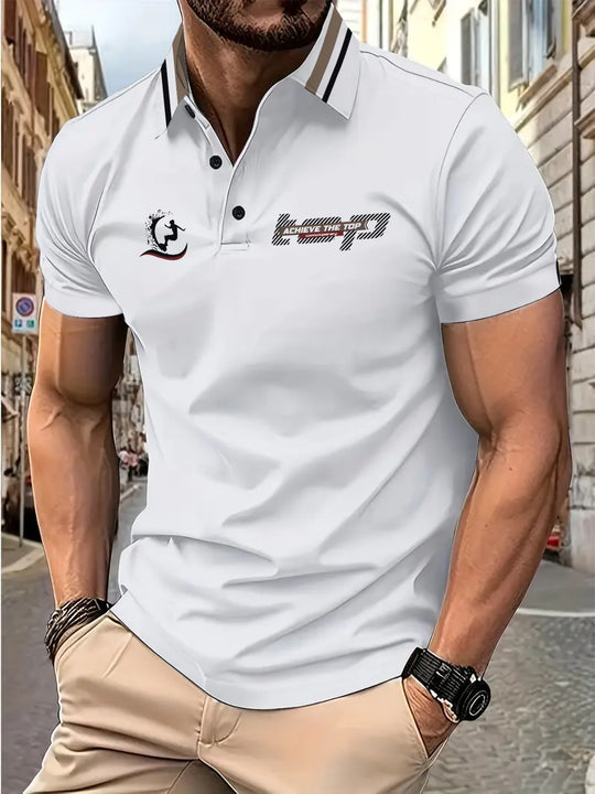 Herren Poloshirt mit sportlichem Logo und modernem Kragen Heidi-Mode