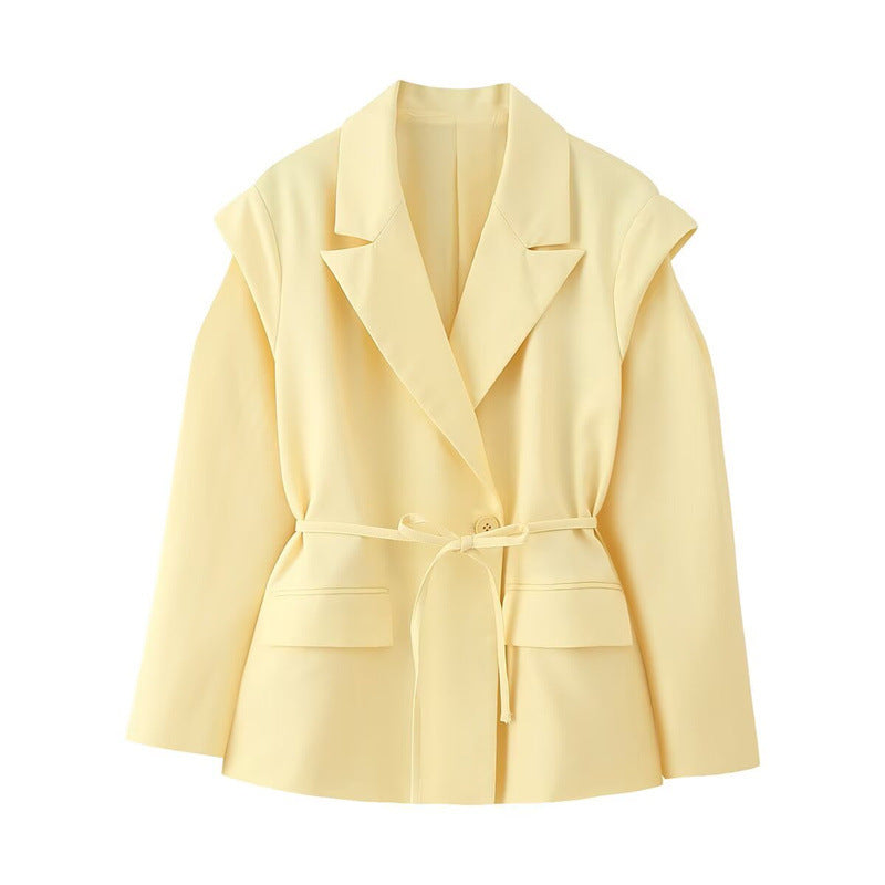 Damen modischer Blazer mit taillierbarem Gürtel und oversized Schnitt Heidi-Mode