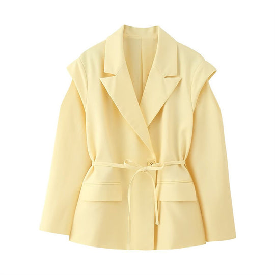 Damen modischer Blazer mit taillierbarem Gürtel und oversized Schnitt Heidi-Mode