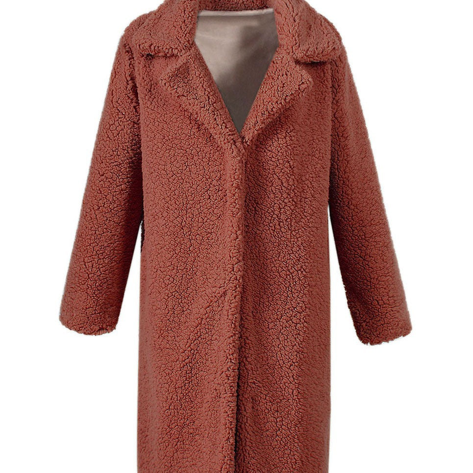 Damen Flauschiger Boucle-Mantel mit elegantem Revers und weitem Schnitt Heidi-Mode