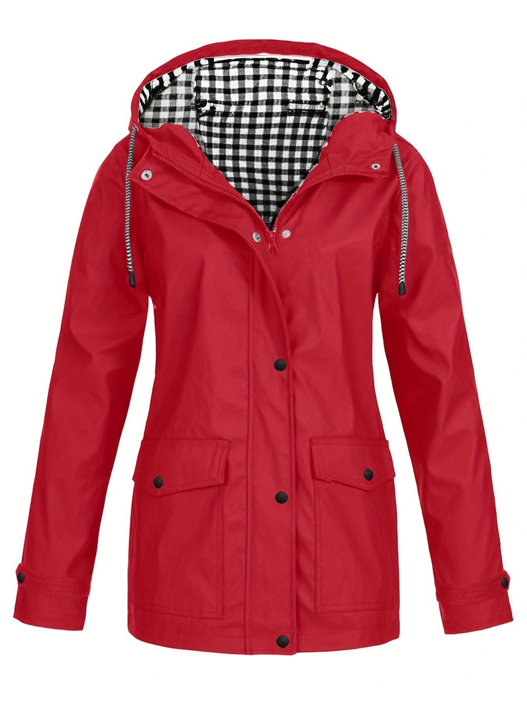 Damen modische Regenjacke mit kontrastierendem Innenfutter und praktischen Taschen Heidi-Mode