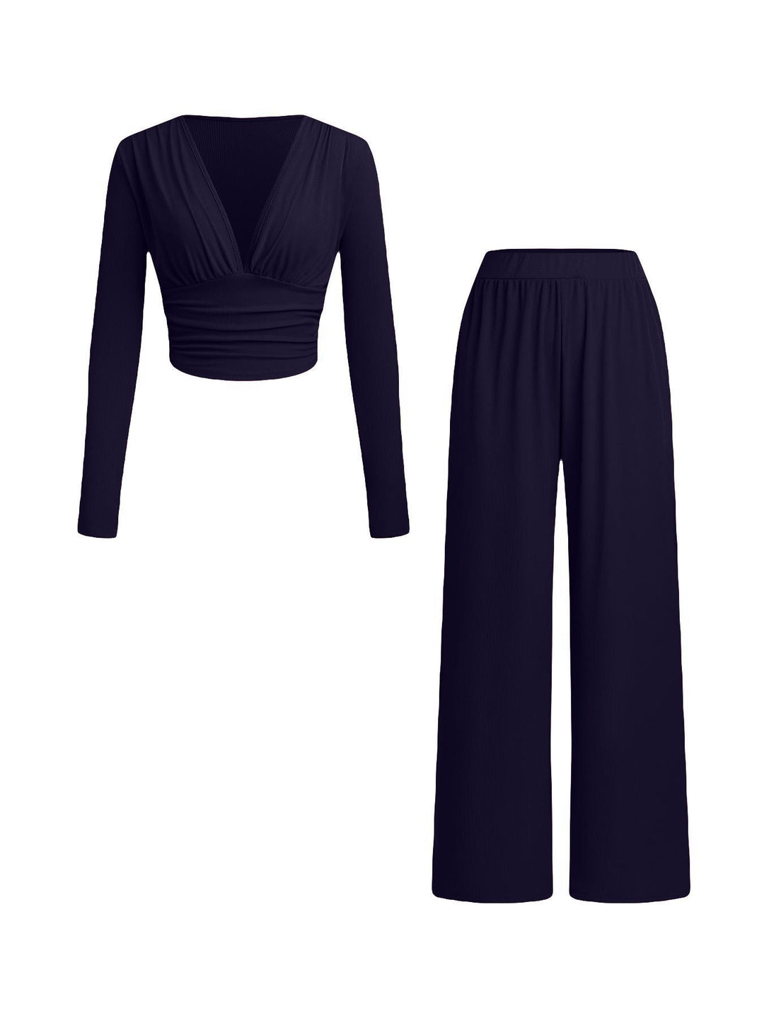 Damen lässiges und figurnahes Oberteil mit hochtaillierter Hose Heidi-Mode