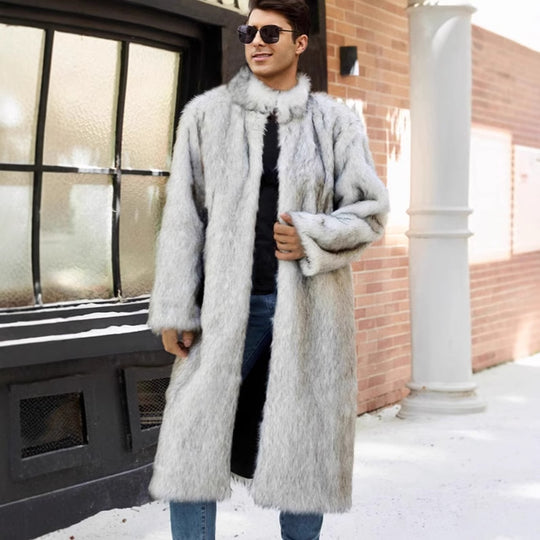 Herren Eleganter und kuscheliger Langmantel aus Kunstfell Heidi-Mode
