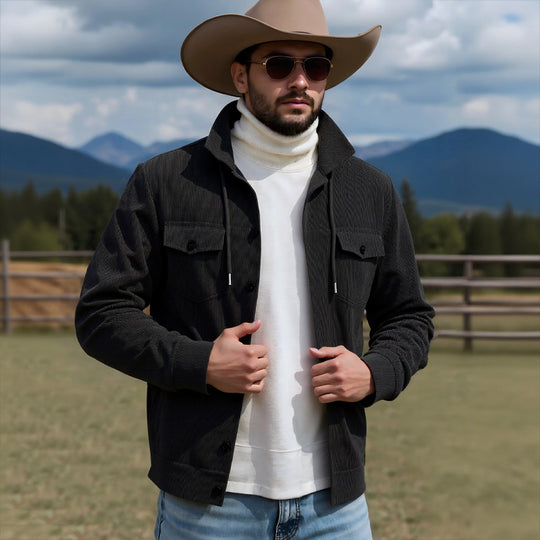 Herren Cordjacke mit verstellbarem Kordelzug und praktischen Brusttaschen Heidi-Mode