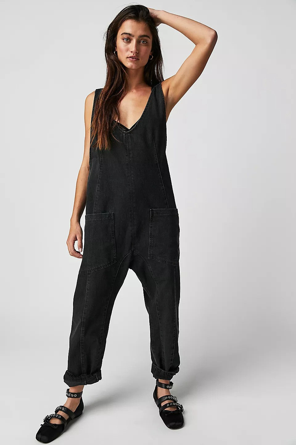 Damen Lässiger Denim-Overall mit großen Taschen Heidi-Mode