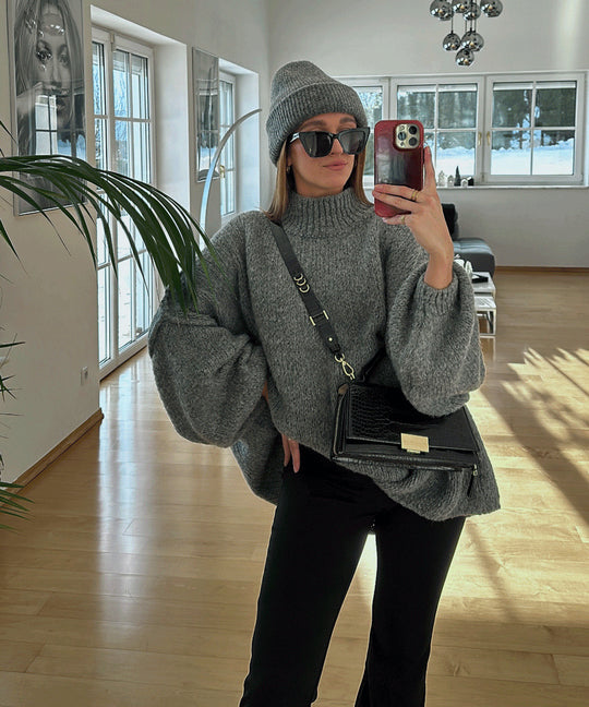 Damen Oversized Strickpullover mit weichem Material und modischen Ärmeln Heidi-Mode
