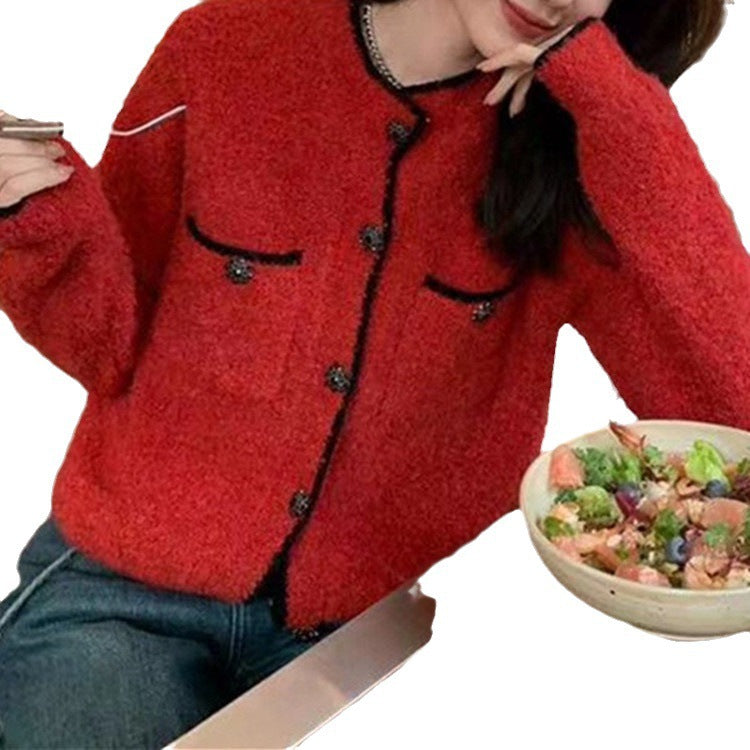 Damen Kuscheliger Cardigan mit stylischen Knopfdetails und aufgesetzten Taschen Heidi-Mode