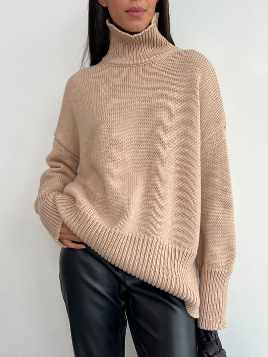 Damen Oversized Rollkragenpullover aus weichem Strick Heidi-Mode