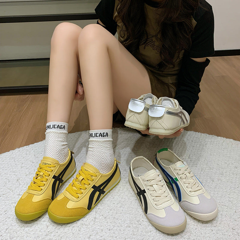 Damen Sportliche Sneakers im Retro-Design mit kontrastierenden Farbakzenten Heidi-Mode