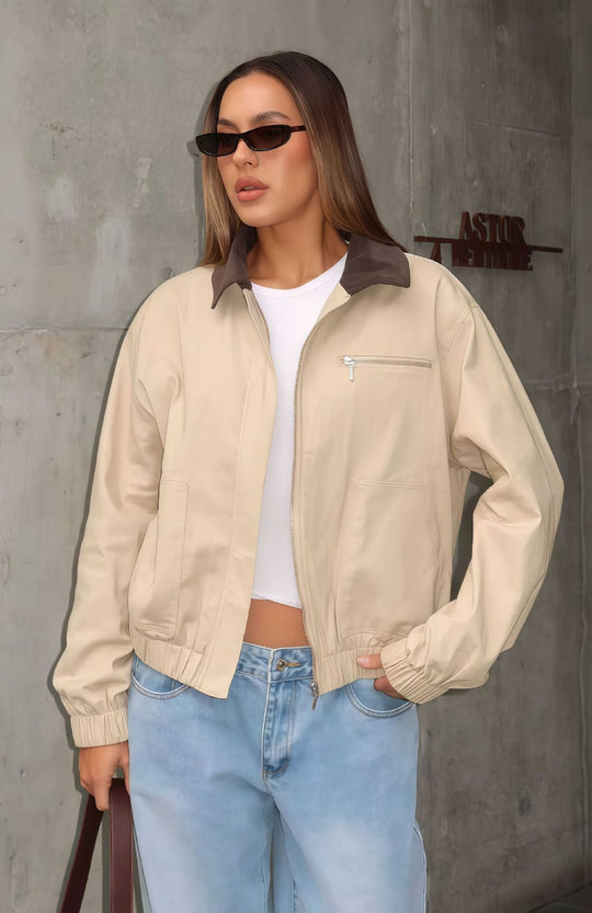 Damen Sportliche Utility-Jacke mit leichtem Material und hohem Kragen Heidi-Mode