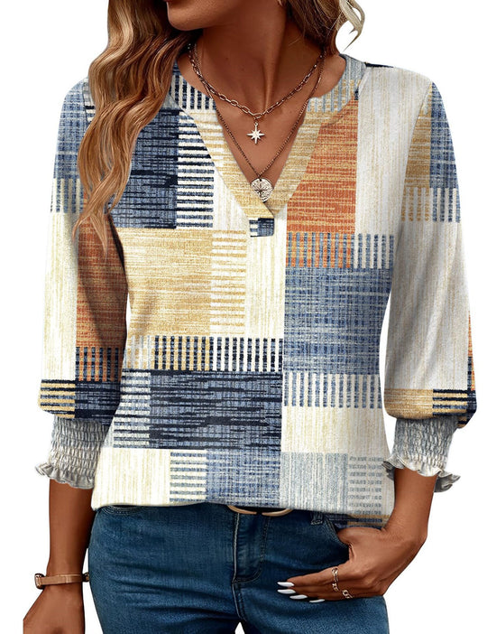 Damen modische Bluse mit verspieltem Paisleymuster und Rüschendetails Heidi-Mode