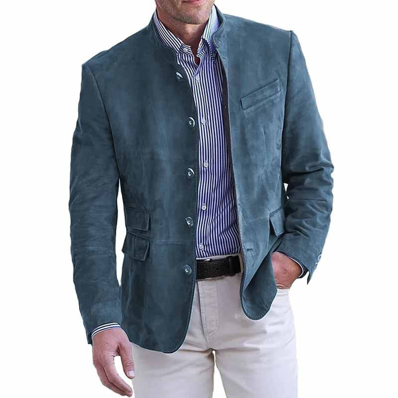 Herren elegante Wildlederjacke im modernen Schnitt mit praktischen Taschen Heidi-Mode