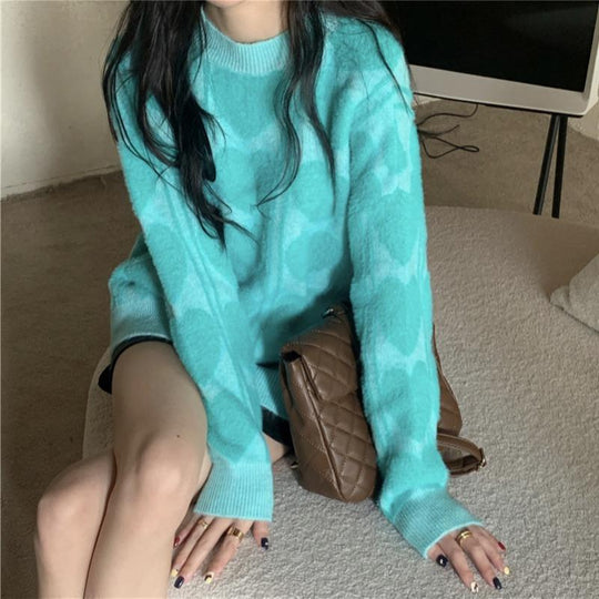 Damen kuscheliger Pullover mit abwechslungsreichem Muster und lässigem Schnitt Heidi-Mode