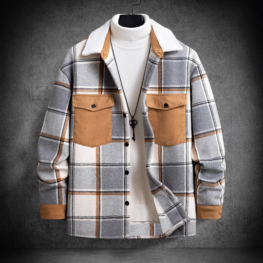 Herren Karo-Flanelljacke mit zwei Brusttaschen und weichem Kragen Heidi-Mode