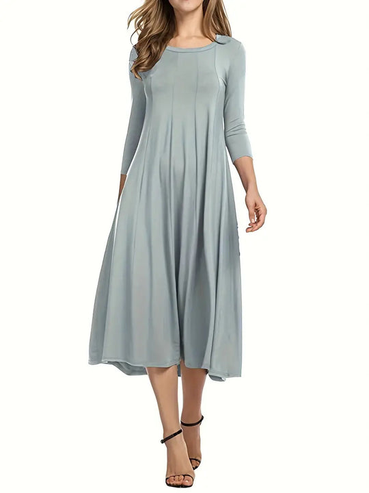 Damen Midi-Kleid mit schmeichelndem Schnitt und 3/4-Ärmeln Heidi-Mode