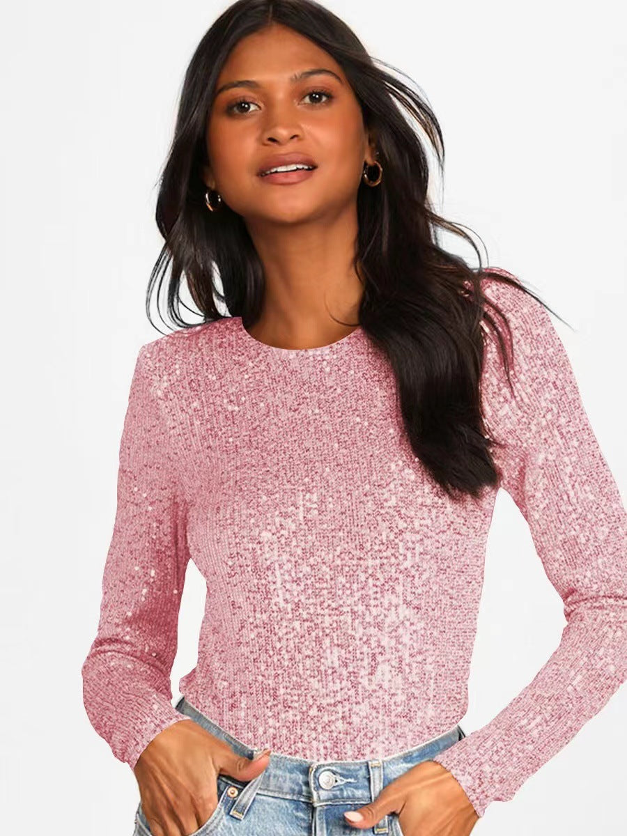 Damen Funktionsreicher Pailletten-Bodysuit mit langem Arm Heidi-Mode