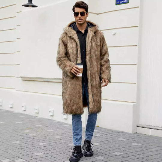 Herren Elegant gefütterter Mantel mit Kapuze Heidi-Mode