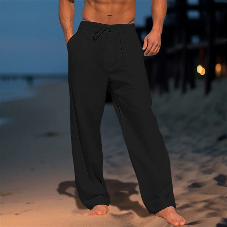 Herren elegante Freizeithose mit legerem Schnitt und verstellbarem Bund Heidi-Mode