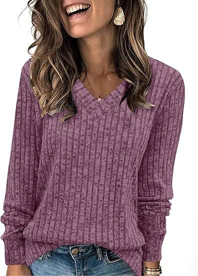 Damen eleganter V-Ausschnitt Pullover Heidi-Mode