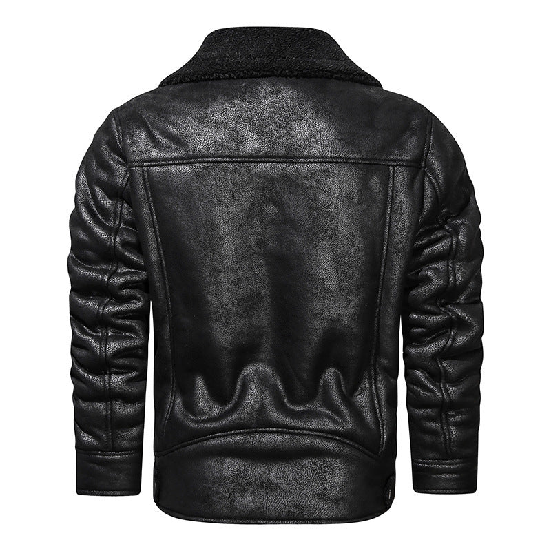 Herren Lederjacke mit warmem Fleeceinnenfutter und praktischen Taschen Heidi-Mode