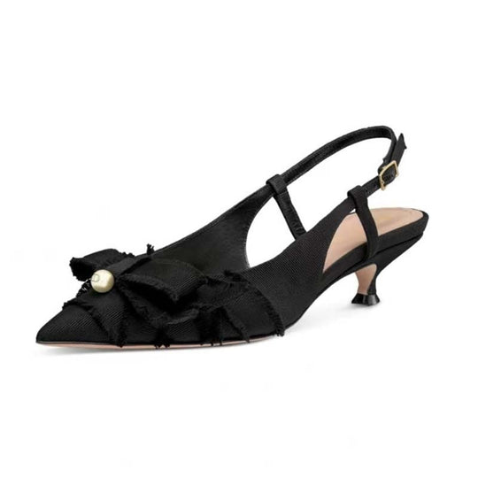 Femme Elegante Slingback Kitten Heels mit Rüschendetails Heidi-Mode