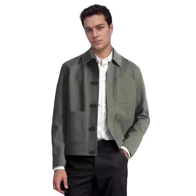 Herren moderne Utility-Jacke mit praktischen Taschen und hohem Kragen Heidi-Mode