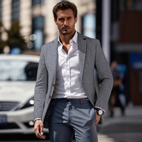 Herren eleganter Business-Anzugblazer mit schmaler Passform Heidi-Mode