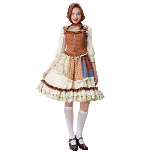 Damen historisches Trachtenkleid mit detailverliebt gestaltetem Oberteil und voluminösem Rock Heidi