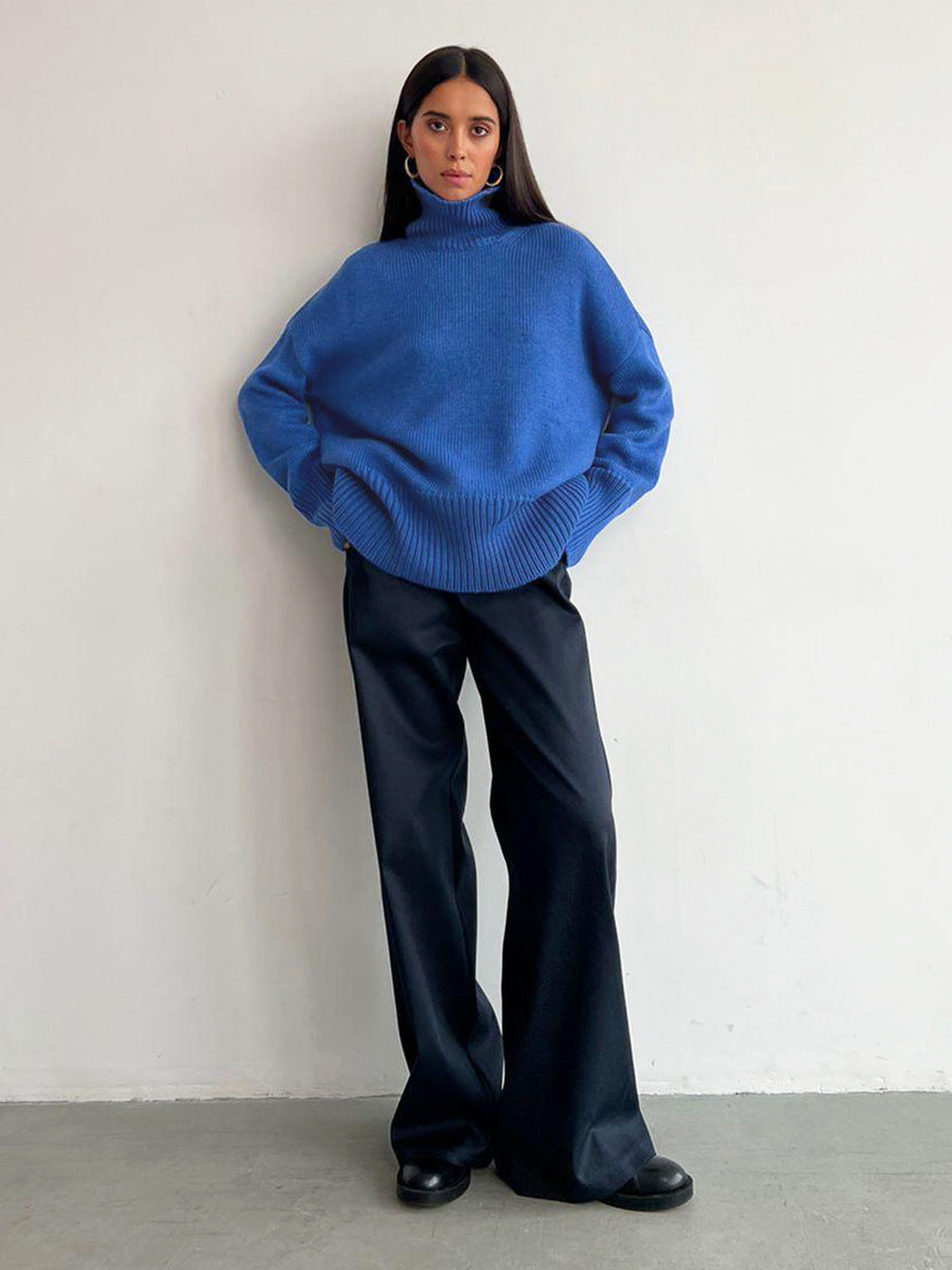 Damen Kuscheliger Rollkragenpullover aus hochwertiger Baumwollmischung mit lockerer Passform Heidi-Mode