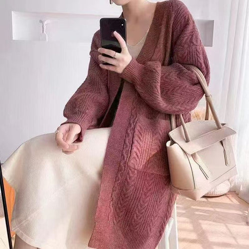 Damen Grobstrick Cardigan mit tiefen Taschen und elegantem Zopfdesign Heidi-Mode