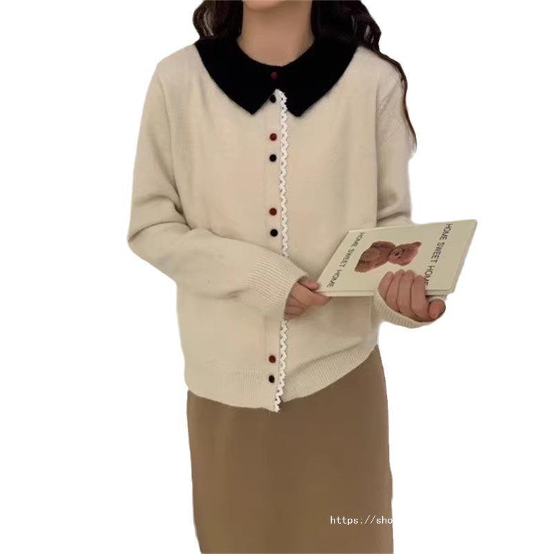 Damen Eleganter Strickcardigan mit Stehkragen und Knopfdetail Heidi-Mode