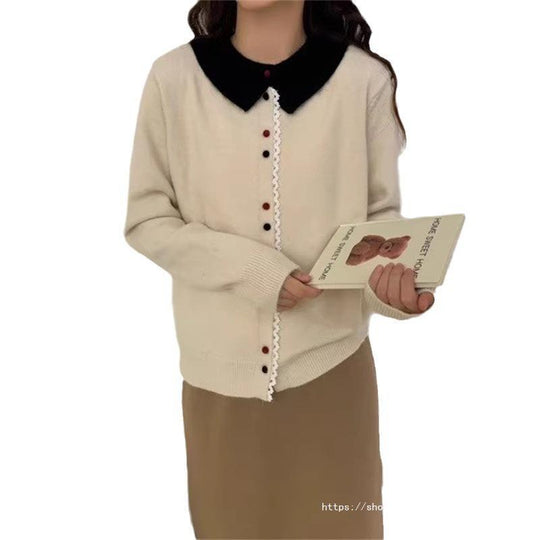 Damen Eleganter Strickcardigan mit Stehkragen und Knopfdetail Heidi-Mode