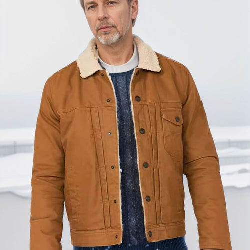 Herren Winterjacke aus strapazierfähigem Baumwollmaterial mit Teddyfutter und praktischen Taschen Heidi-Mode