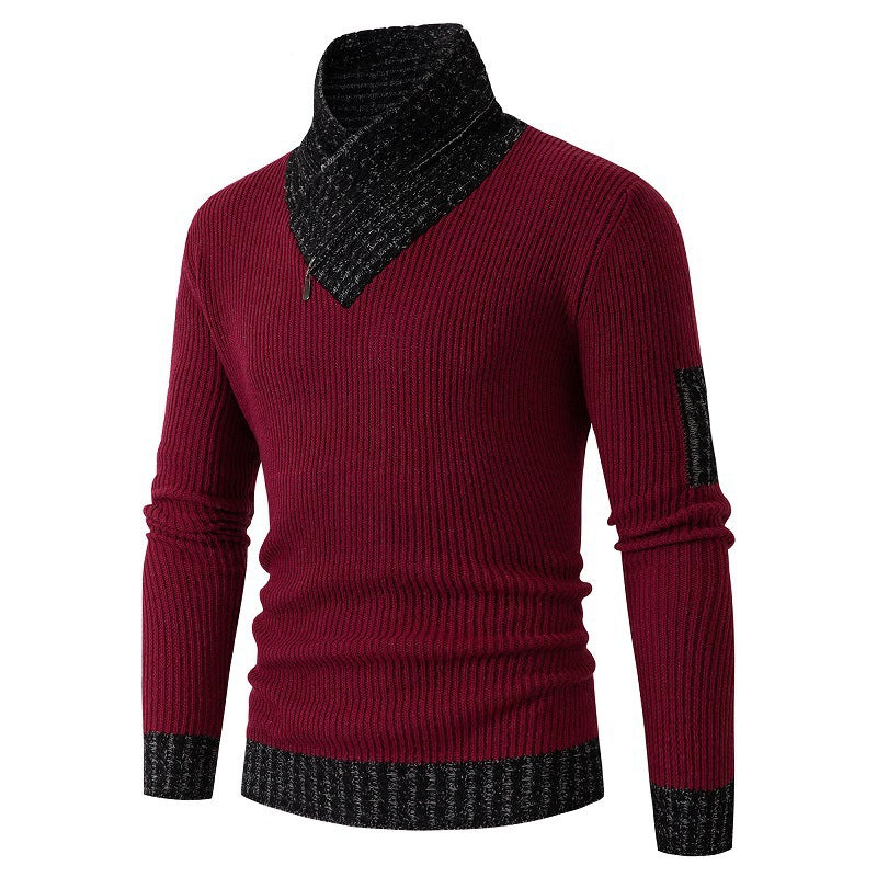 Herren Pullover mit modernem asymmetrischem Kragen und strukturiertem Design Heidi-Mode