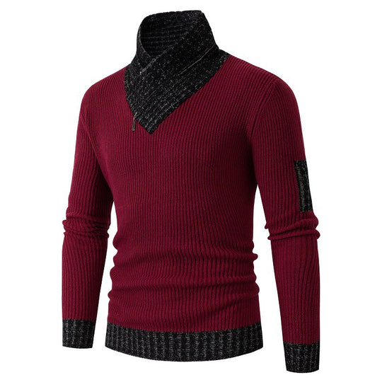 Herren Pullover mit modernem asymmetrischem Kragen und strukturiertem Design Heidi-Mode