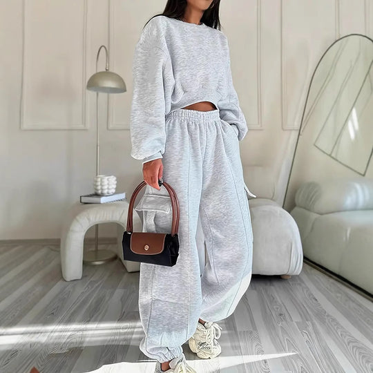 Damen lässiges Set mit Oversized Pullover und weiter Hose Heidi-Mode
