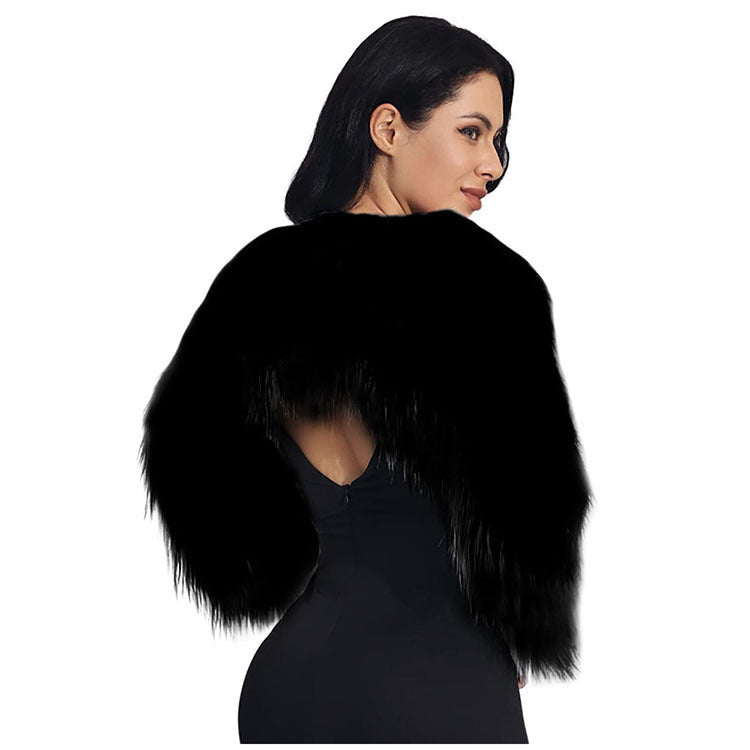 Damen Extravaganter Kunstpelzbolero mit elegantem Schnitt Heidi-Mode