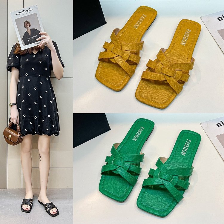 Damen Flache Riemchen-Sandalen mit geflochtenem Riemendesign und komfortabler Innensohle Heidi-Mode