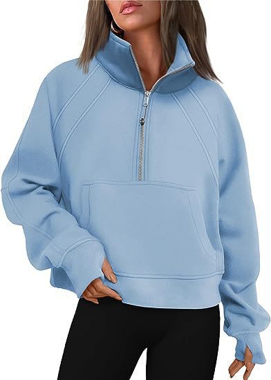 Damen Sportlicher Pullover mit hohem Kragen und Reißverschluss Heidi-Mode