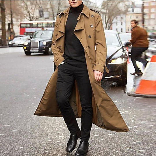 Herren Trenchcoat mit doppelter Knopfleiste und urbanem Design Heidi-Mode