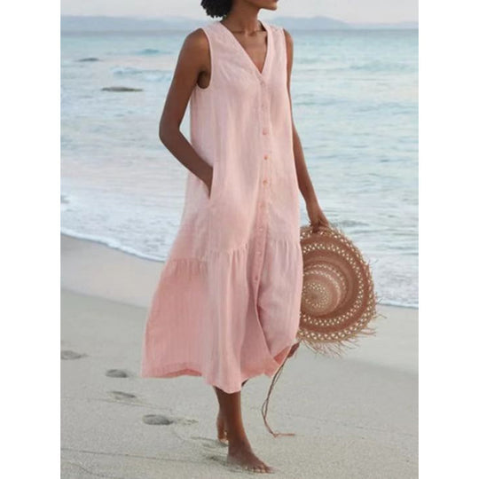 Damen Sommerliches Leinenkleid Heidi-Mode