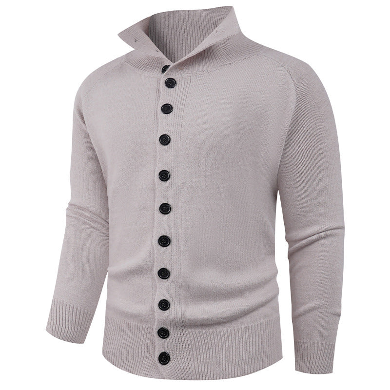 Herren Strickpullover mit hohem Kragen und Knopfverschluss Heidi-Mode