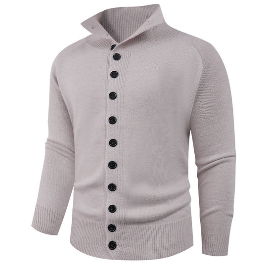 Herren Strickpullover mit hohem Kragen und Knopfverschluss Heidi-Mode