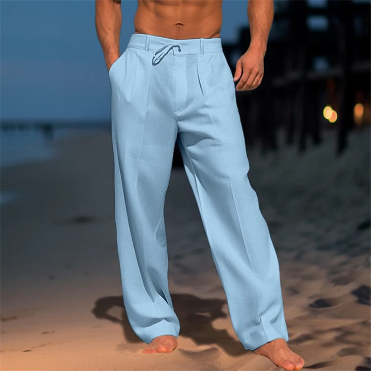 Herren elegante Freizeithose mit legerem Schnitt und verstellbarem Bund Heidi-Mode