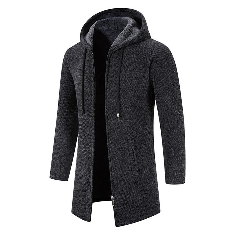 Herren modische Premium-Fleecejacke mit Kapuze und seitlichen Taschen Heidi-Mode