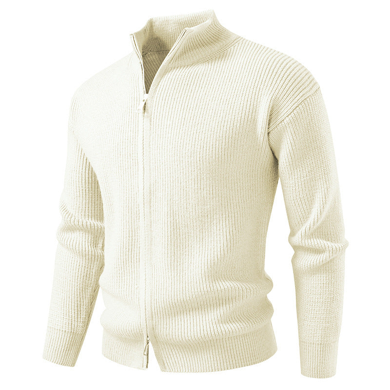 Herren Strickjacke mit hohem Kragen und innovativem Reißverschluss Heidi-Mode