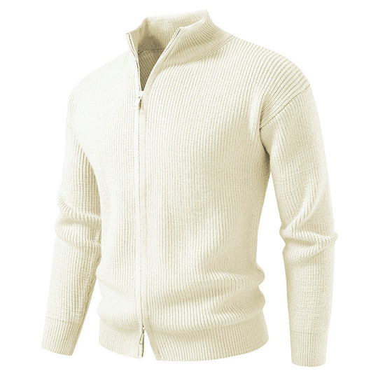 Herren Strickjacke mit hohem Kragen und innovativem Reißverschluss Heidi-Mode